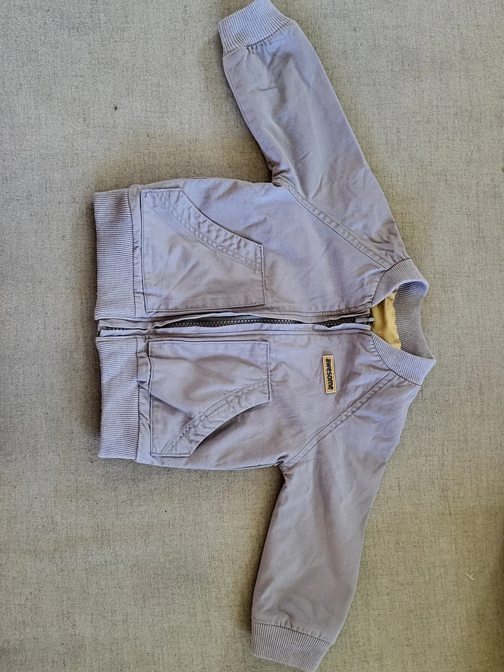 Kids  Boy Reversible Gray/Yellow Bomber Jacket